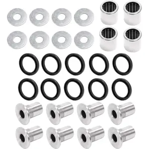 KQQIO Front Upper A-Arm Bushing Bearing Kit Compatible with 2003-2014 Suzuki Quadsport Z400 LTZ400 / Arctic Cat DVX 400 / Kawasaki KFX400 Upper A-Arm Bushing Shaft Seal Kit Silvery Steel Plastic