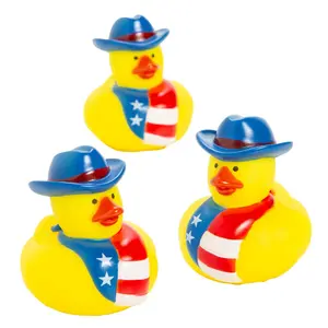Patriotic Cowboy Hat Rubber Ducks - 2" x 2 1/4", 12 Pcs