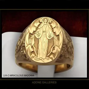 New Virgin Mary Blessing Jewelry Seal Ring Engraved Religious Men's Ring