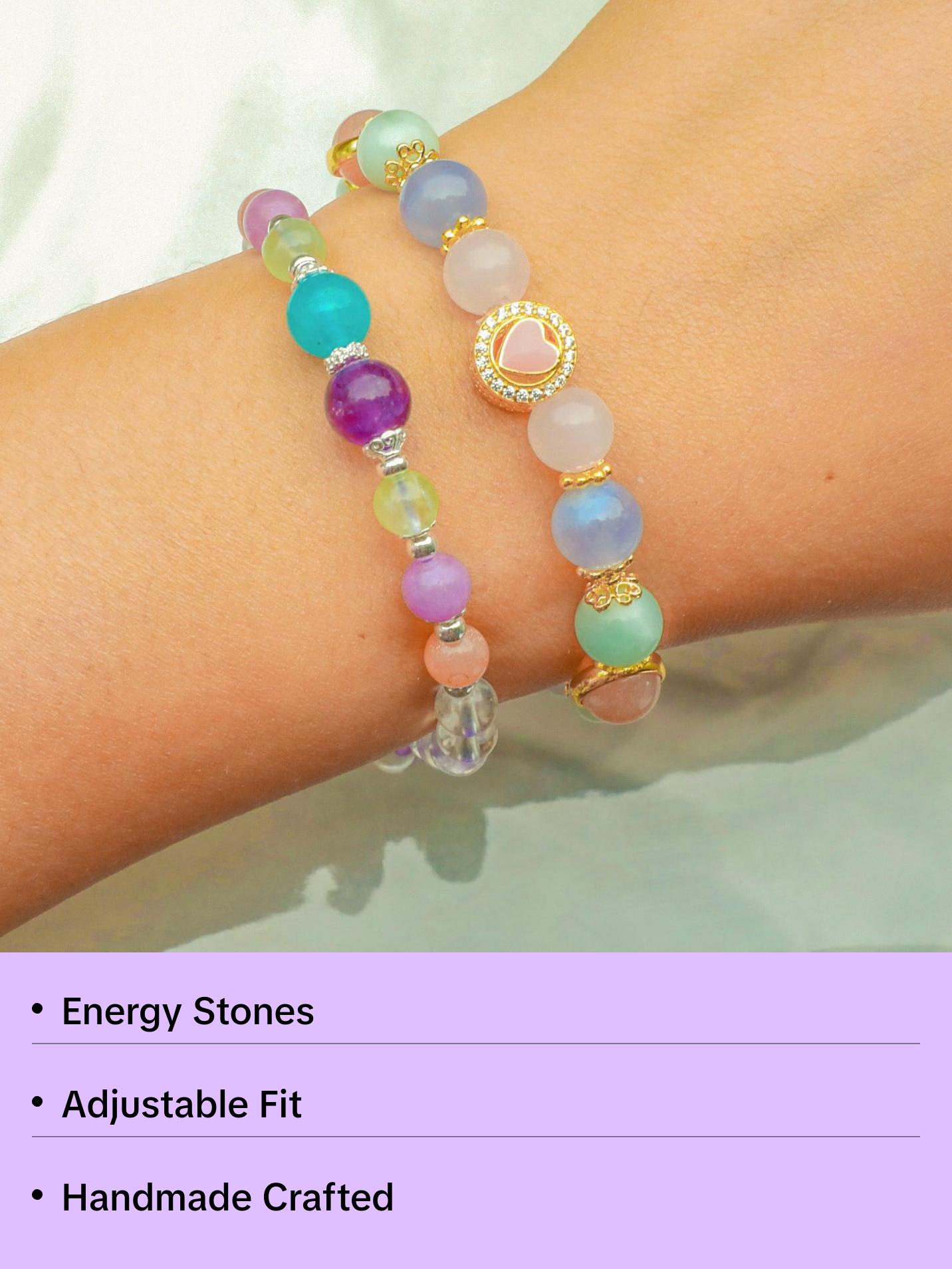 Candy Dance Bracelet | Made with Amethyst, Blue Fluorite, Labradorite, Clear Quartz, Sunstone, Sterling Silver