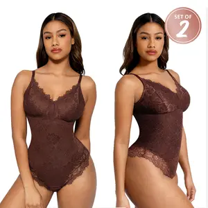 FeelinGirl 2-Piece Sexy Lace  basic Bodysuits Shapewear for Womenswear  ONLY LIVE Tops Comfort