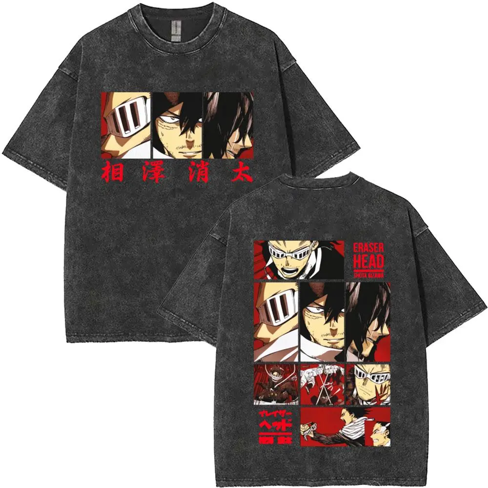 Men's Vintage Graphic T-shirt, Oversized Round Neck Short-Sleeve Cotton Top with a Distressed Anime Pop Culture Print, Figure, Fitted, Cute