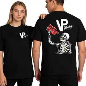 VP Racing T-Shirt – Black Skeleton Graphic Tee with Bold VP Logo & Fuel Jug Artwork, Cool Streetwear Style for Motorsports & Racing Fans(soulja boy outfit)