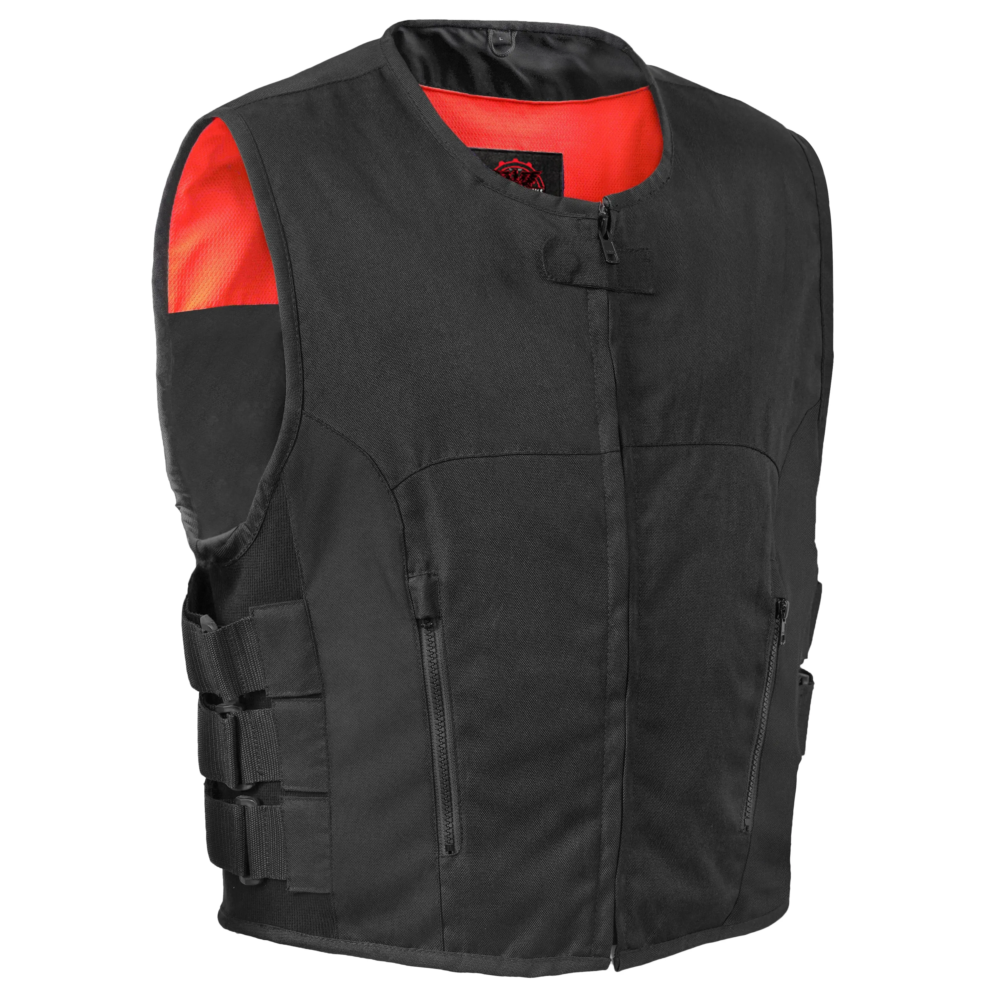 Crossroad Men's Biker Style Moto Vest - Over Leather Motorcycle Textile SWAT Protective Vest with Gun Pockets, Swat Vest