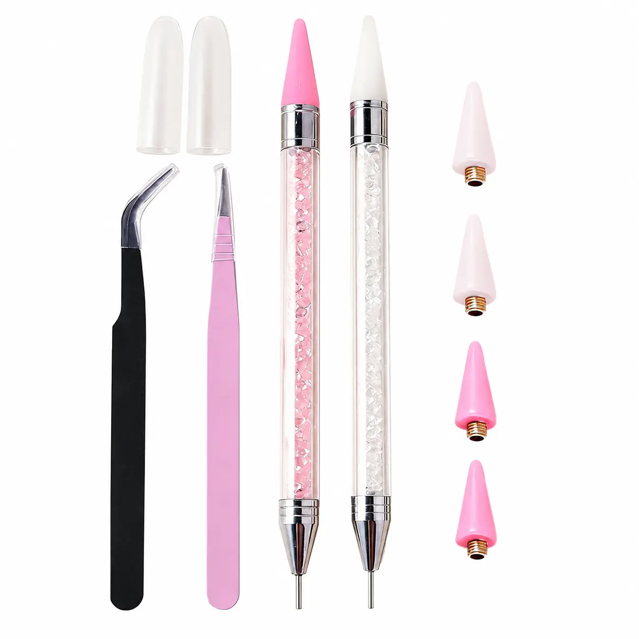 Rhinestone Tool Kit with Pens & Tweezers, Premium Stainless Steel Tips for Accurate Picking, for Diamond Painting, Nail DIY, Jewelry Making, and Craft Embellishment