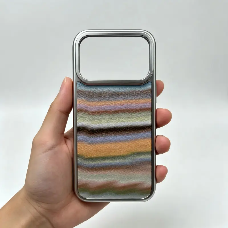 Matte Faux Leather Compact Rainbow Pattern Multi-Model Cellphone Case - Lightweight Hold, Shockproof, Dustproof, Anti-Drop Full Body Fit for iPhone 11-18 Pro Max,X,XR,Air Mobile Phone Accessory