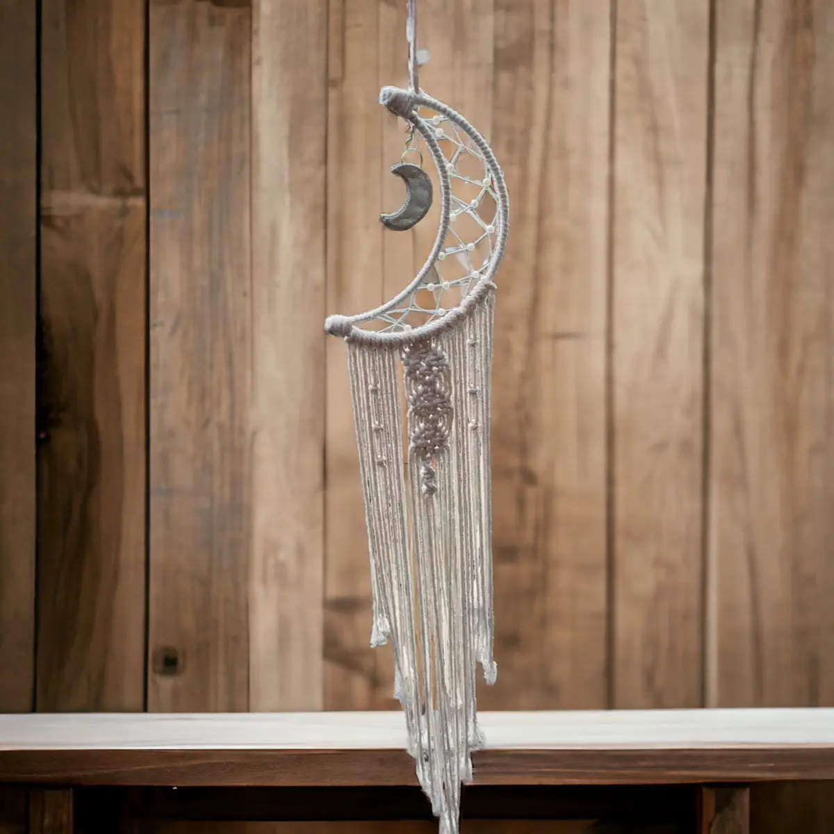 Moon Dream Catcher with lights Handmade Macrame