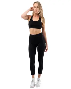 Aura Seamless Yoga Leggings, Squat-Proof, 4-Way Stretch, Moisture-Wicking, Black