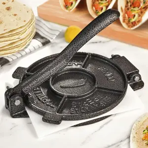 Tortilla Press 6.5 inch, Cast Iron Tortilla Maker Include 100 count Phment Paper, Heavy Duty Tortillera Pataconera, Flour Tortilla Press, Roti Maker, Taco Maker, Taco Press, Black Gray