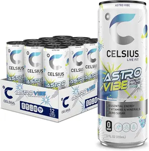 CELSIUS ASTRO VIBE Sparkling Blue Razz, Sugar Free Energy Drink, 12 Fl Oz (Pack of 12)