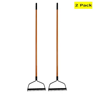 Ashman Bow Rake (2 Pack) – Heavy Duty 56 Inch Fiberglass Handle, Equipped with Rubber Grip Handle for a Strong Hold When Working – Rust Resistant