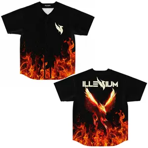 Fire-Themed Illenium Baseball Jersey, Unisex Electronic Music Festival Graphic Top