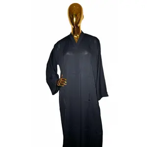 Black Abaya With Black Bead Detailing.