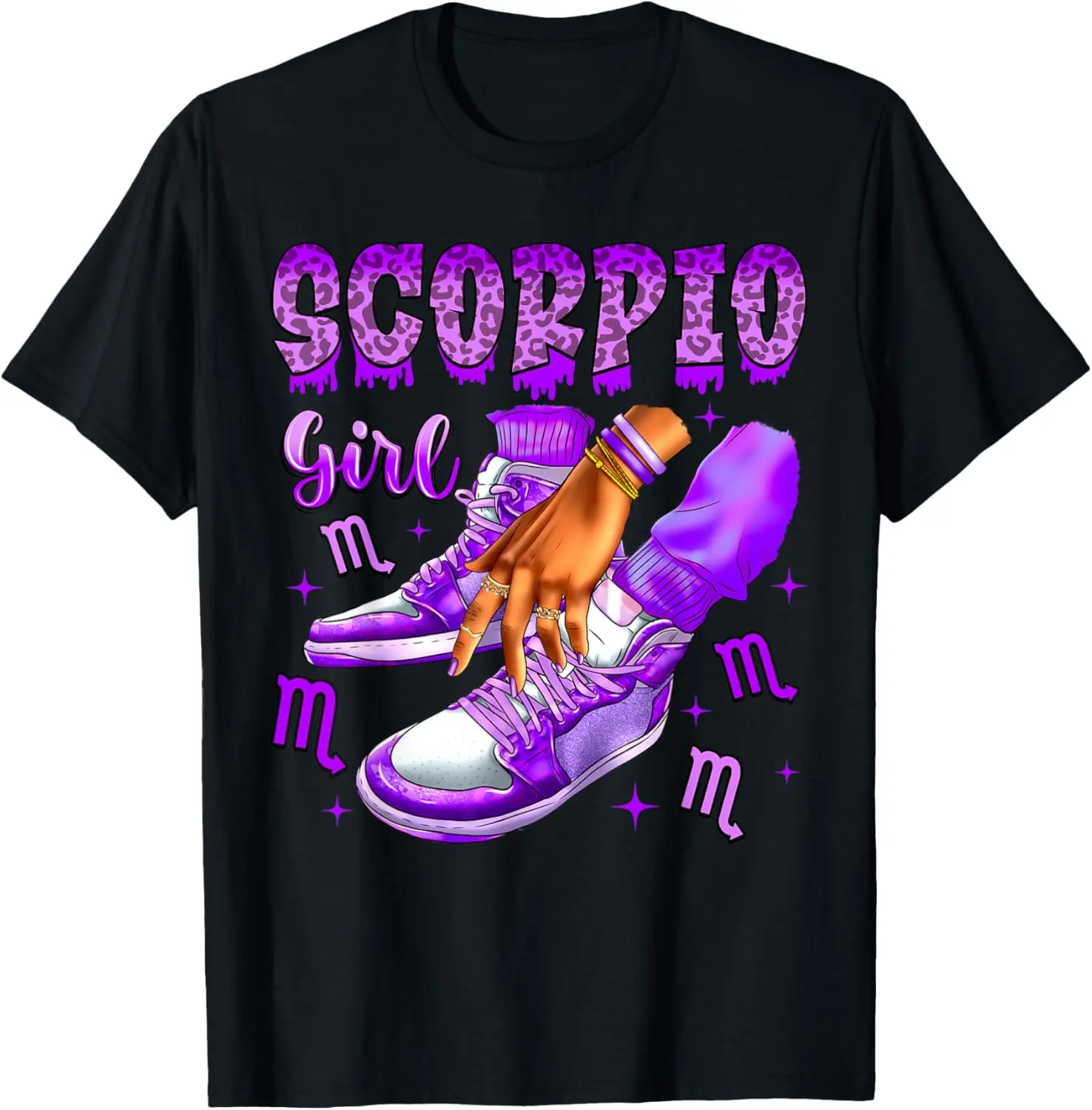 Cotton(pure) Scorpio Girl Birthday Black Women Sneakers Zodiac Sign T-Shirt