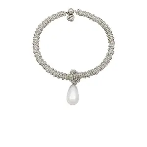 Julietta Pearl Drop Necklace in Pearl & Silver