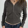 【Black Friday】Women's Plain Pocket Drawstring Zip Up Hoodie, Casual Long Sleeve Hooded Sweatshirt, Women's Clothing for Daily Wear, Tops