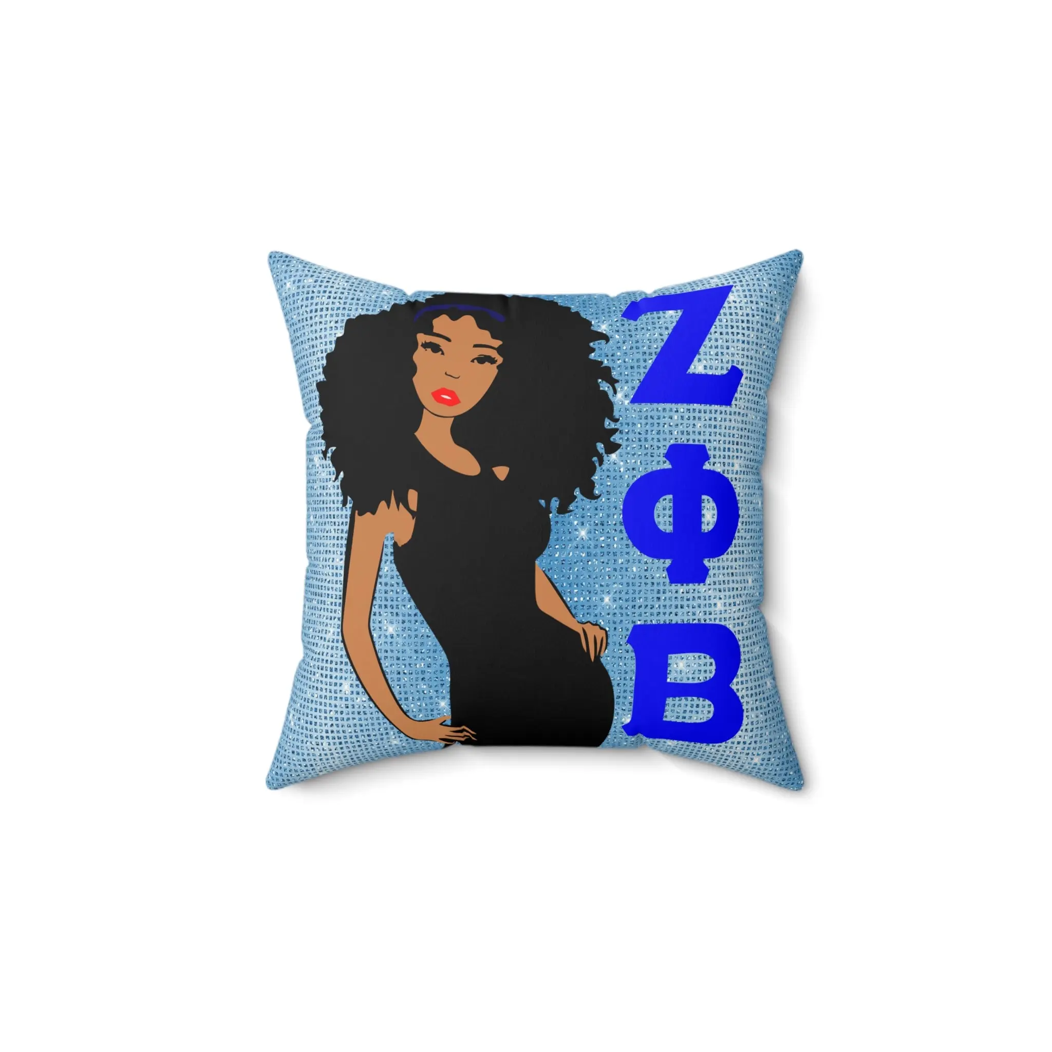 Zeta Phi Beta Decorative Pillow – Afrocentric Woman Faux Suede Throw Pillow
