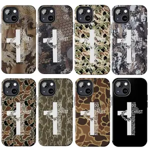 Vintage I Can Do All Things Through Christ Who Strengthens Me Camouflage Phone Case For iphone 17 pro case iphone 16 pro max case 15 14 13 12 11 & Samsung S25 Ultra, cute pretty phone cases, PC & TPU Hybrid Shockproof phone case make it durable sturdy