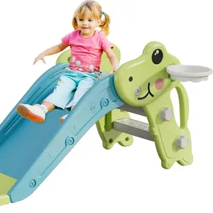 indoor outdoor playground,Toddler Slide, Green Playful Style, Kids Slide Playset with Ball & Hoop, Non-Slip Steps, Indoor Outdoor, 1-3 Years