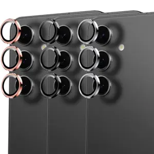 Doemoil 9H Tempered Glass Camera Lens Protector Metal Ring for Galaxy S24 S23 Ultra Plus