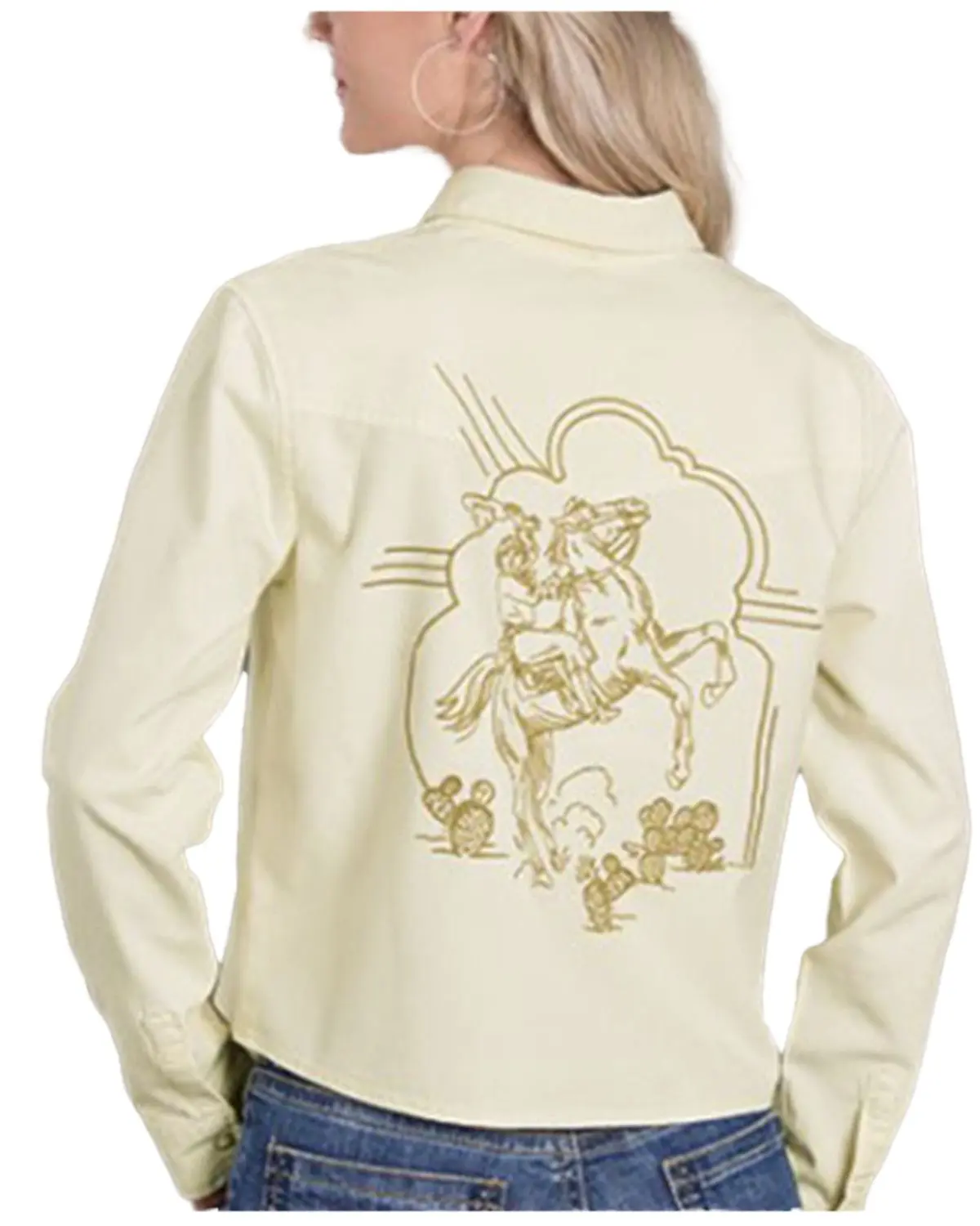 Stetson Women's Women'S Embroidered Long Sleeve Snap Western Denim Shirt - 11-050-0594-2076 Wh