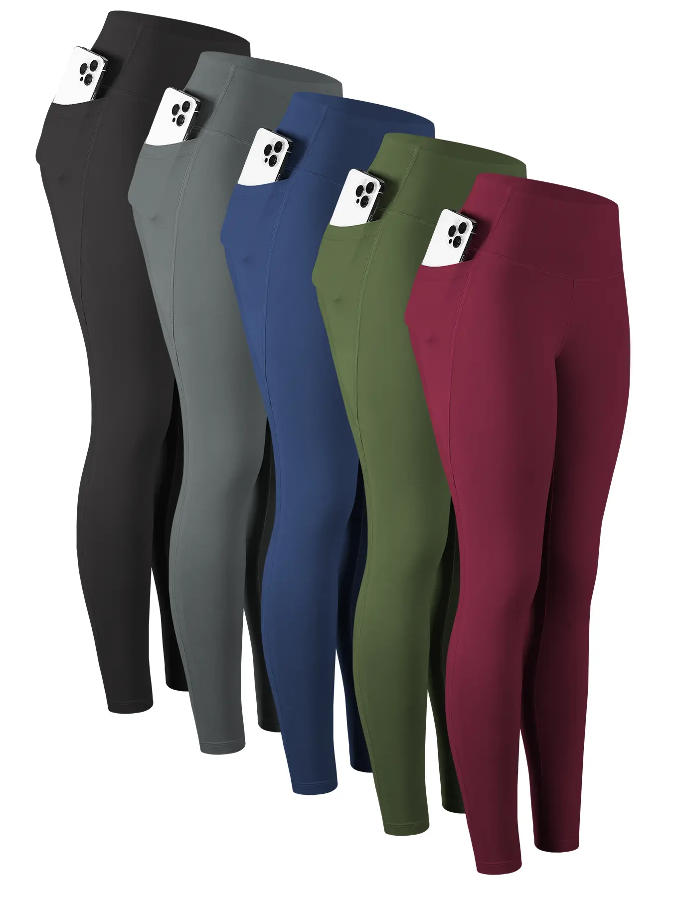 CHRLEISURE 3/5/6-Pack High Waisted Sports Leggings with Pockets for Women - Soft Athletic Tummy Control Pants for Running Cycling Yoga Workout Legging