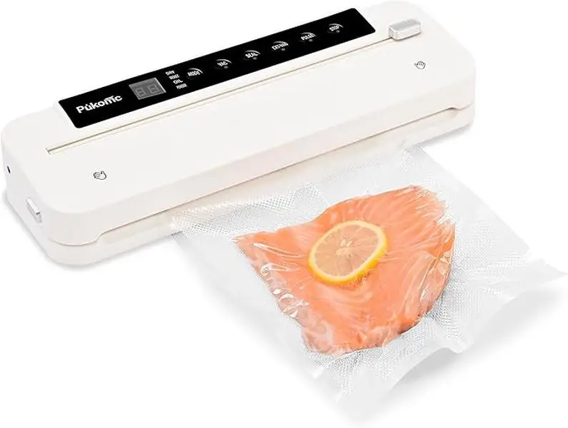 Pukomc Vacuum Sealer - Multi-Mode Functionality, Built-in Cutter, LED Countdown Display, Removable Clean Jars, Digital Reading Seconds, Durable Design