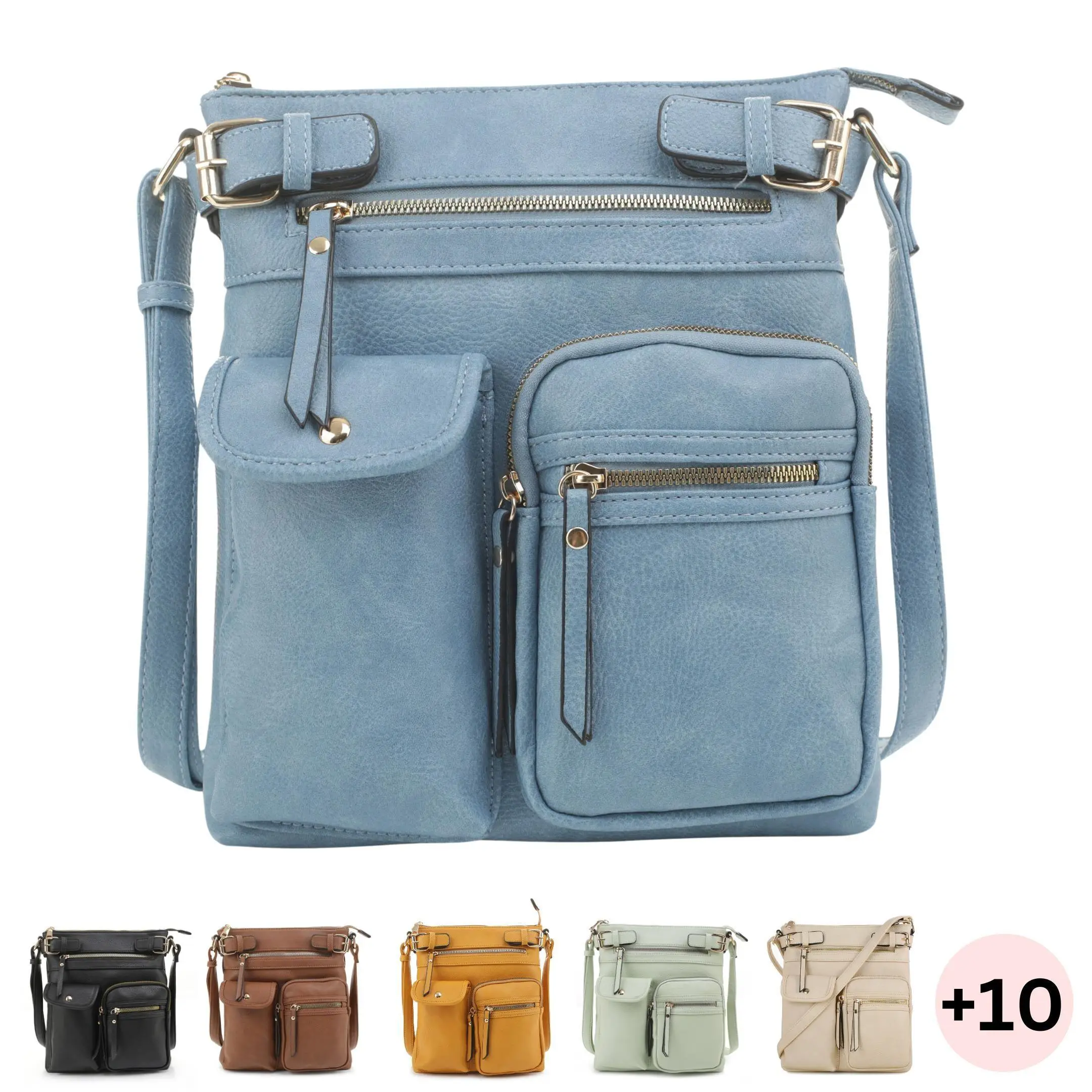 SG SUGU Katie Medium Multi Pocket Crossbody Bag with Plus Size Friendly Adjustable Strap