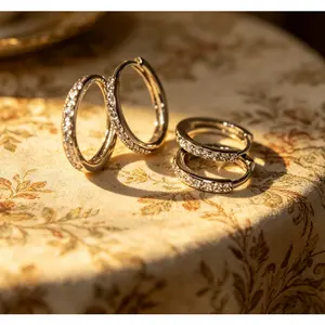 Diamond Ring with Diamond Earrings Fashion Personality Versatile Temperament Ring Ear Buckle Fresh and Sweet Light Luxury Earrings