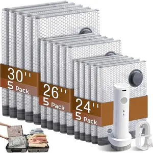 [2026 Upgraded]X7 Cordless Travel Vacuum Bag SetVacuum Bags for Travel withRechargeable air Pump, 15 Pack Carry-on Size Compression Packing Bags forLuggage and Suitcase, Space Saver forClothes and Clothing Travel ZipperPouches