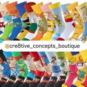 Men's Random Knitted Fun Novelty Pattern  Elastic Crew Socks - 3 Pairs - Soft and Breathable - Menswear Soft Stylish Plain Set