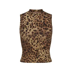 SKIMS x Dolce&Gabbana Cotton Jersey Mock Neck Tank Leopard (women) by StockX