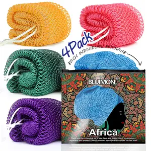 Bluimon African Exfoliating Net Sponge Ethically Sourced from Nigeria Bath Sponge Smooth Skin Shower Body Care Tool Quick-Drying Hygienic Solution
