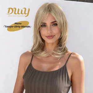 [CLEARANCE SALE] Tanya -DWY Mono Lace Front Free Part Short Natural Wavy Glueless Synthetic Wig for Women 14 Inches 5 Shades Comfortable Cap Adjustable Straps High-Quality Synthetic Fibers