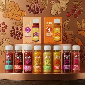 Vive Organic Immune Support Wellness Shot 2 oz, Cold Pressed Ginger and Turmeric Drink with Echinacea and Black Pepper, USDA Organic Natural Formula, Multiple Flavors Available