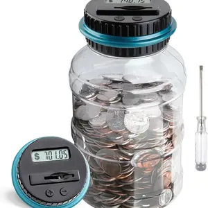 Large Capacity Piggy Bank, 1 Count Money Piggy Bank with Adjustable LCD Display, Large Coins Storage Box for Home Office, Powered by Battery (not Included)