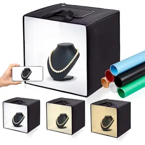 Photo Light Box Photography - 16"x16" Photo Studio Lightbox with 120 LED Lights & 6 Backdrops for  and Small Items Product Photography