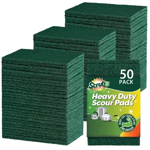 SCRUBIT Scouring Pad - Heavy Duty Scrub Pads for Cleaning Dishes - Non-Scratch Scour Pads - Reusable Scrubbing Pads - Green