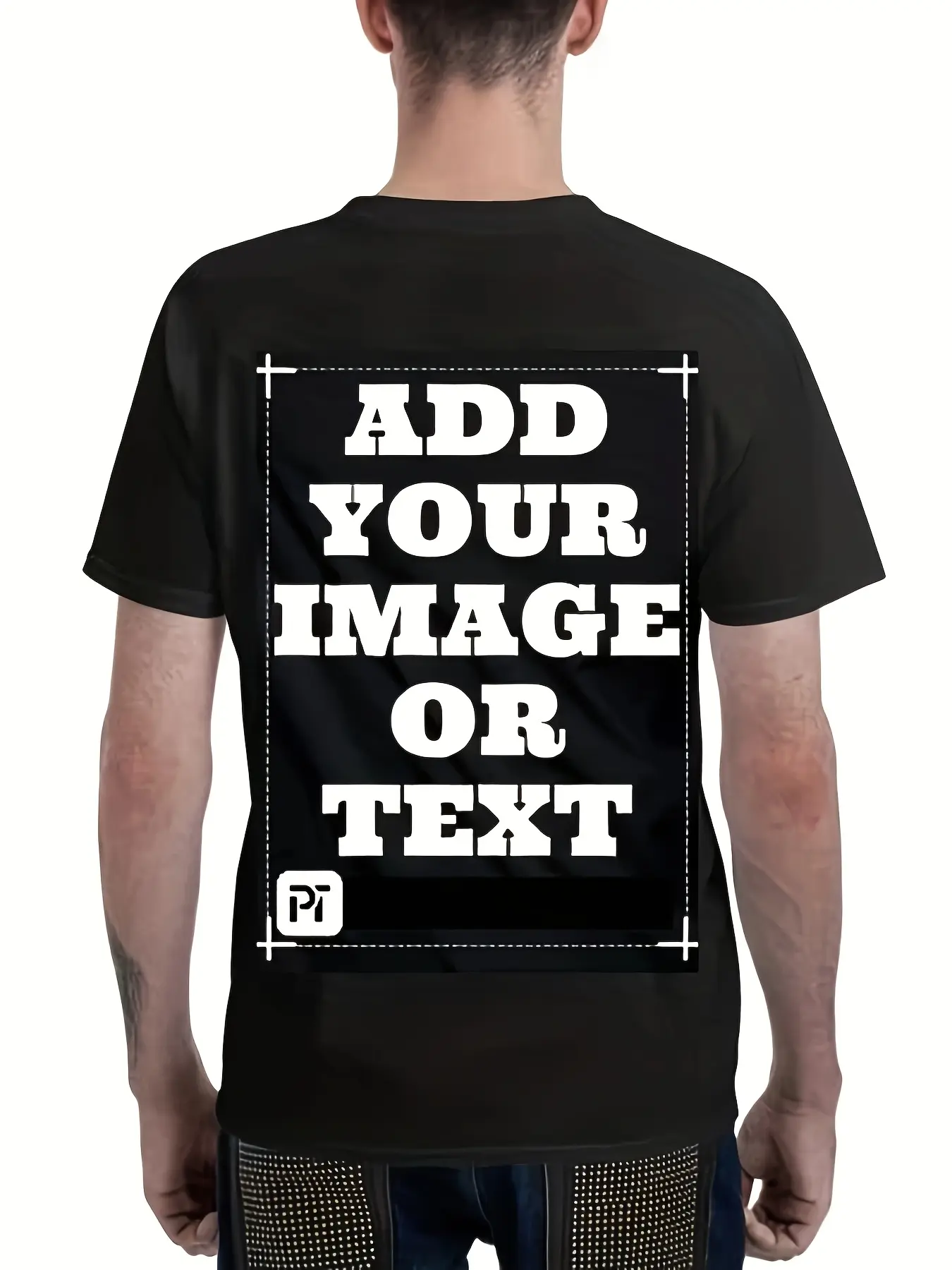 Custom Back Print Men's Crew Neck T-Shirt Add Your Logo Image Text  Breathable Fabric Corporate Uniform Workwear Tee