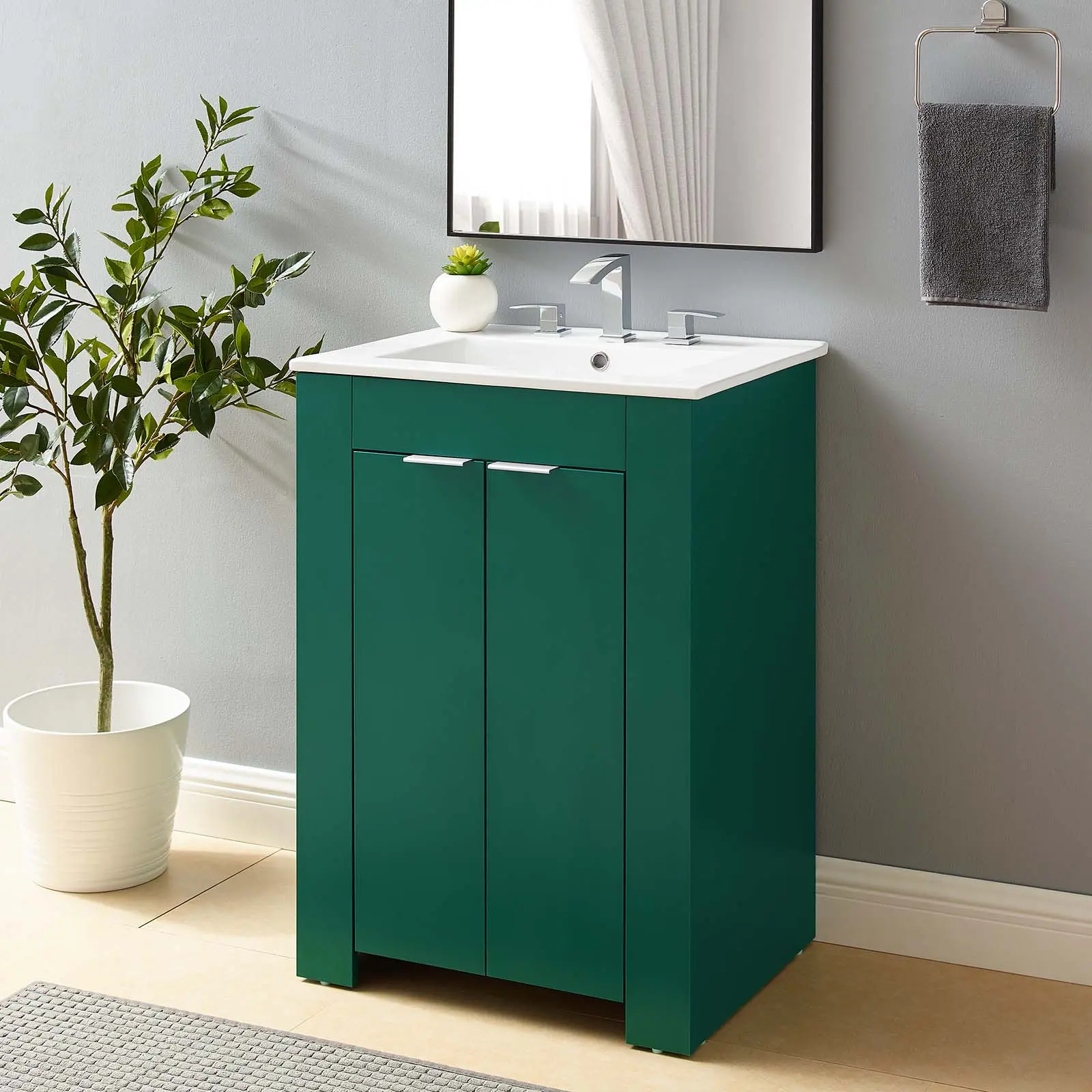 Modway Maybelle 24" Bathroom Vanity in Green White Modway Maybelle 24" Bathroom Vanity in Green White