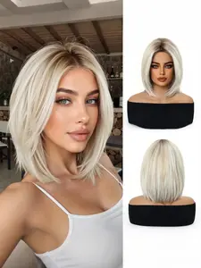 Women's High Density Heat Resistant Synthetic Fiber Wig, Synthetic Material Wigs, Daily Wear Party Carnival Music Festival Hair Extension, Natural Look & Comfortable Fit