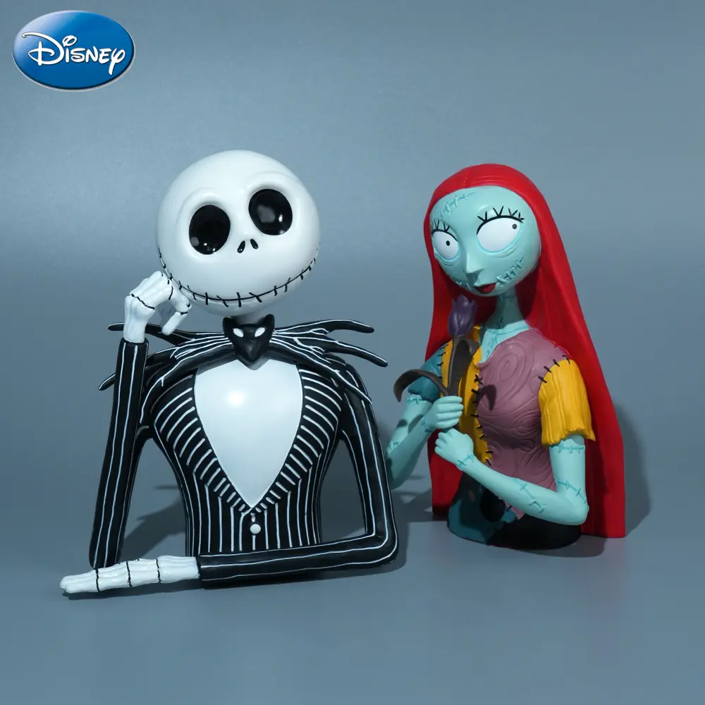 1PC The Nightmare Before Christmas Officially Licensed Jack Sally Piggy Bank Statue Disney Piggy Bank Figure PVC Collectible Money Boxes Movie Merch Peripheral Room Decoration Desktop Ornament Christmas Halloweenas Decorations Multiple Options Available