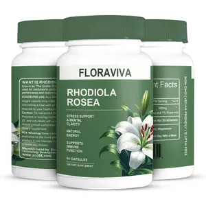 Floraviva Rhodiola Rosea Capsules 500mg - Natural Adaptogen Supplement for Stress Support, Mental Focus & Energy - Non-GMO (60 Capsules)
