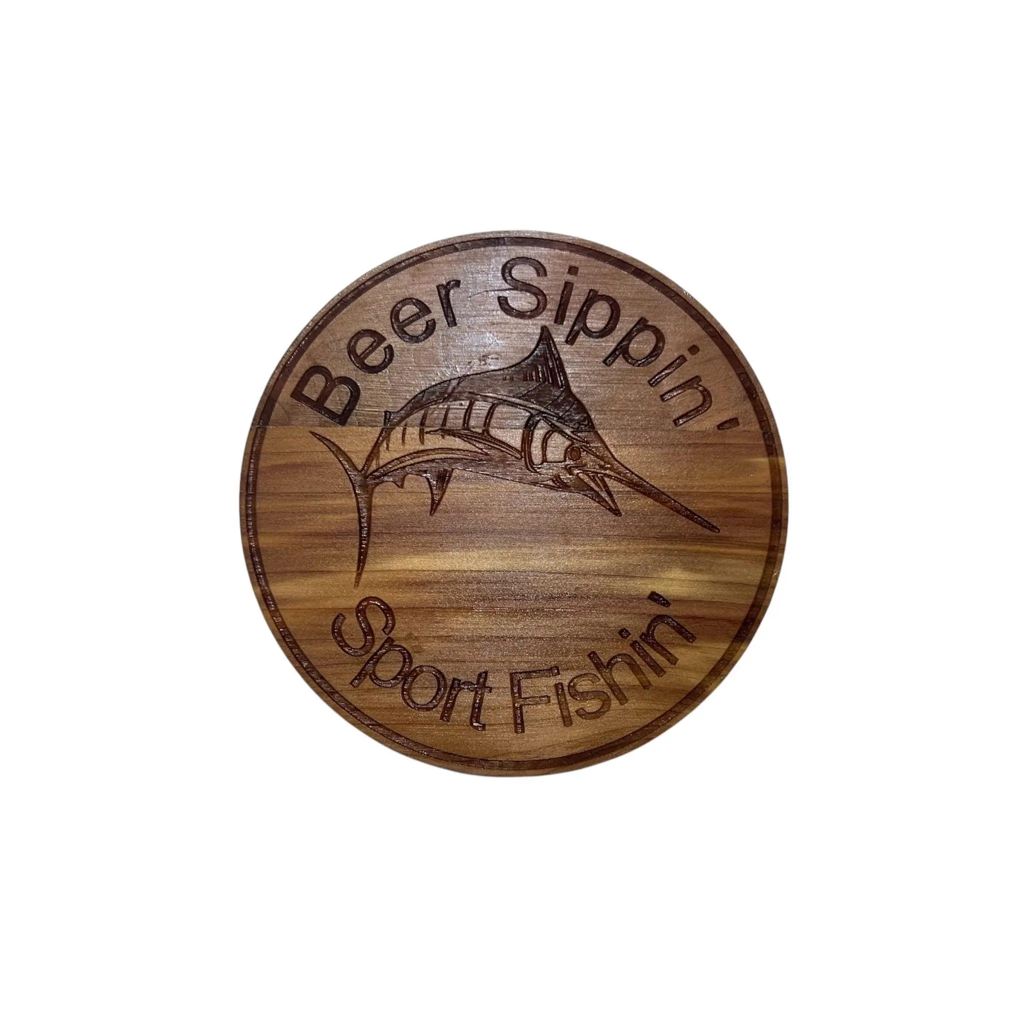 Beer Sippin' Sport Fishing - 4" Coaster with Cork Bottom