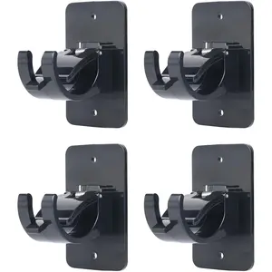 4Pcs Self-Adhesive No Drilling Universal Plastic Curtain Rod Clips, for Curtain Rods up to 40mm, Black, Curtain Rod Not Included
