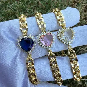 Heart Bracelet with Color Heart Charm - Gold-Tone Bracelet Featuring Colorful Heart Charms