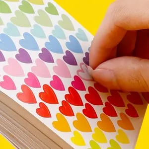10 sheets Heart Stickers Set, DIY Handbag Stickers, Colorful Coding Labels, Blank Heart Point Stickers, Decorative Adhesive Paper, Decal Sticker