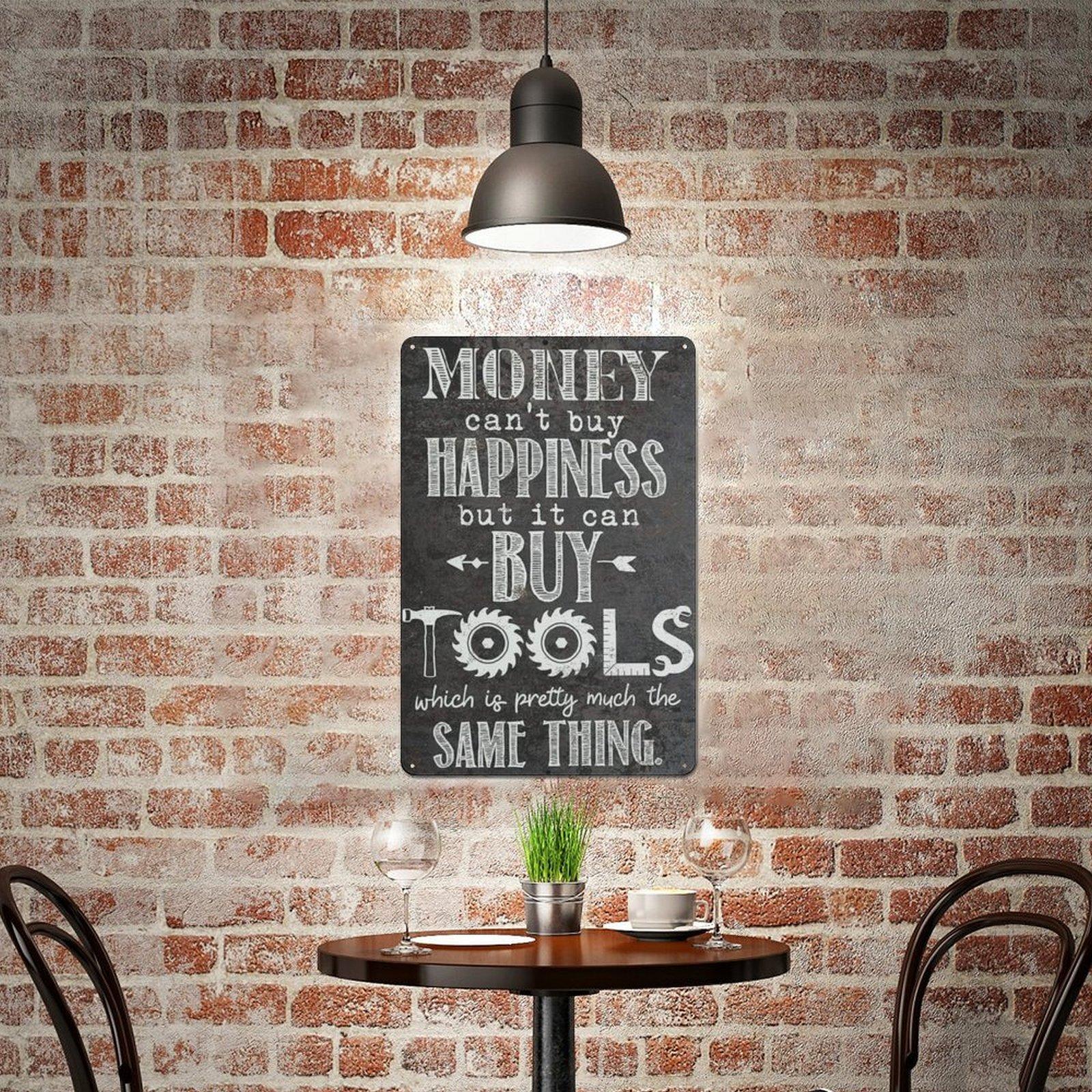 Funny Metal Sign,Money Can't Buy Happiness But It Can Buy Tools,Good Humor Sign Wall Art for Man Cave Bar Garage,Gag Gift,Funny Decor,Humorous Sign,Sarcastic Gift,Birthday Gift,Office Sign,Dorm Sign