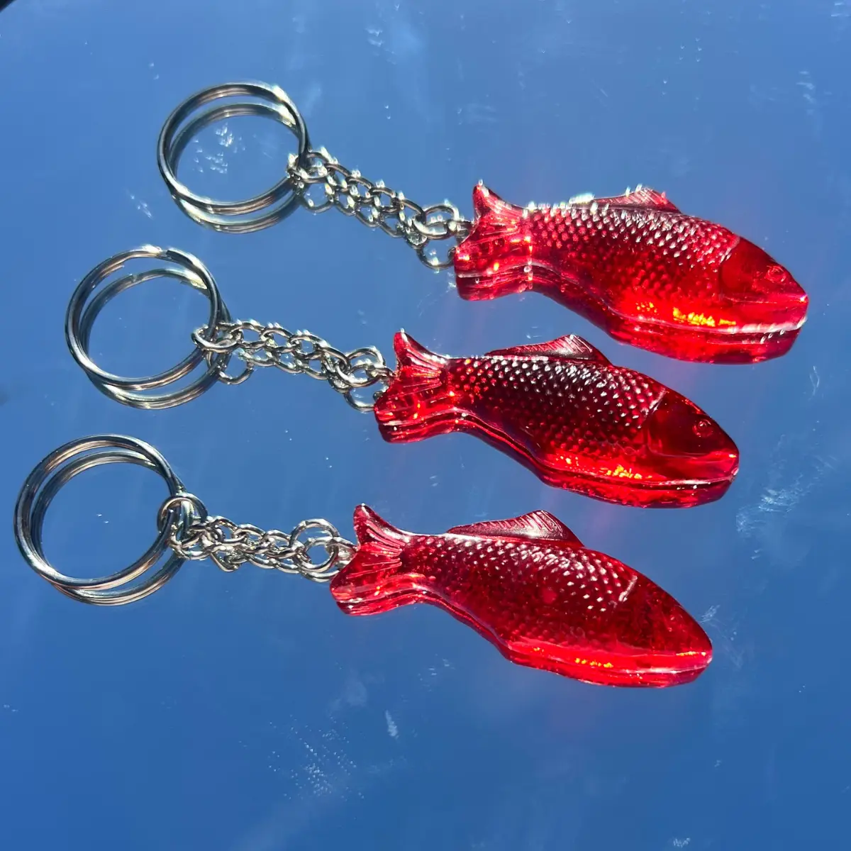 Candy Fish Keychain - Red Fish Lure Charm, Fun Unique Gift for Fishermen & Dad, Perfect Everyday Essentials, Handmade Resin Accessory