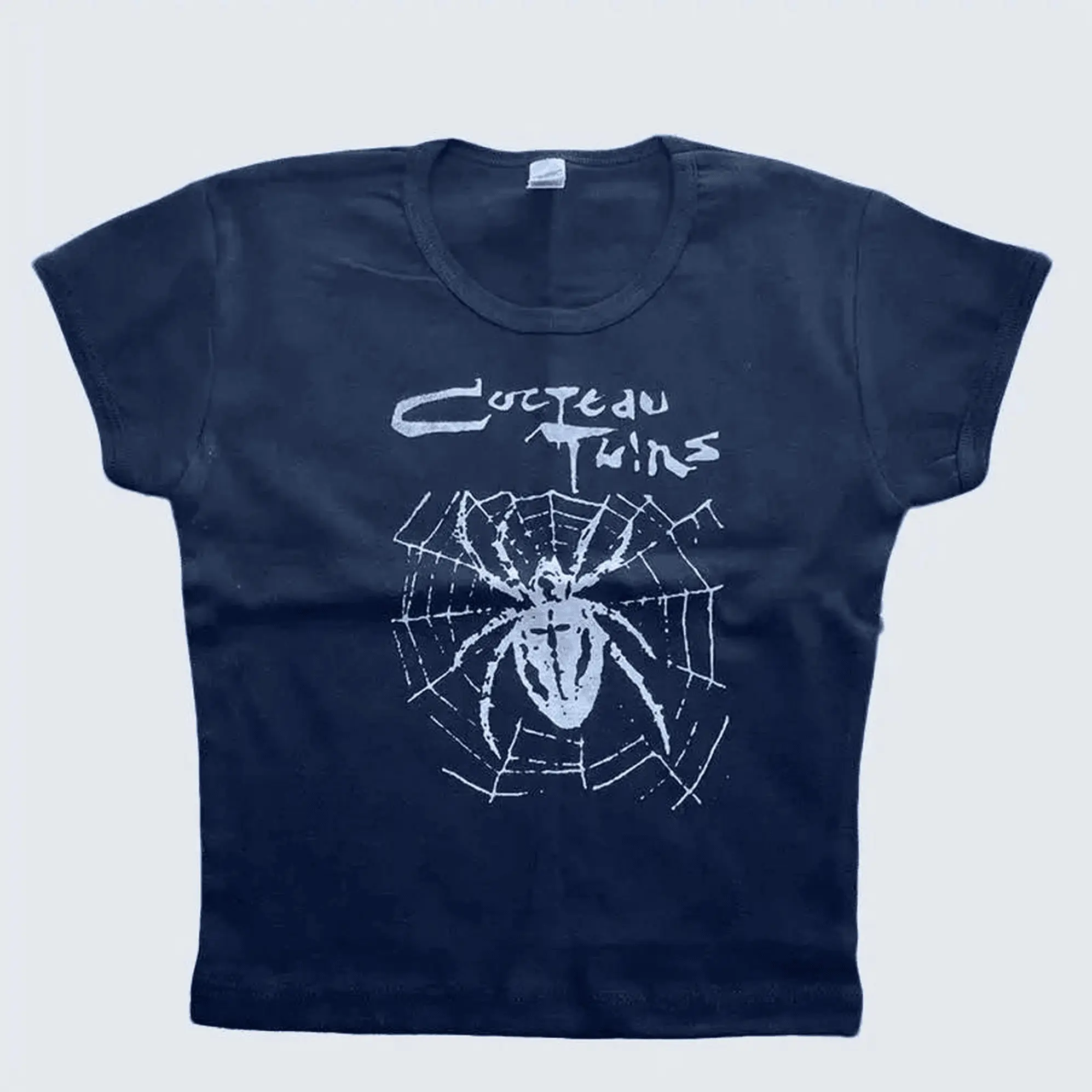 90s Couteau Twins Baby Tee, Gothic Print Tops, Streetwear, Vintage Punk Grunge Top, Casual Women's T-Shirt, E-girl Baby Tee, Slim Y2k Clothes, 2000s Tops